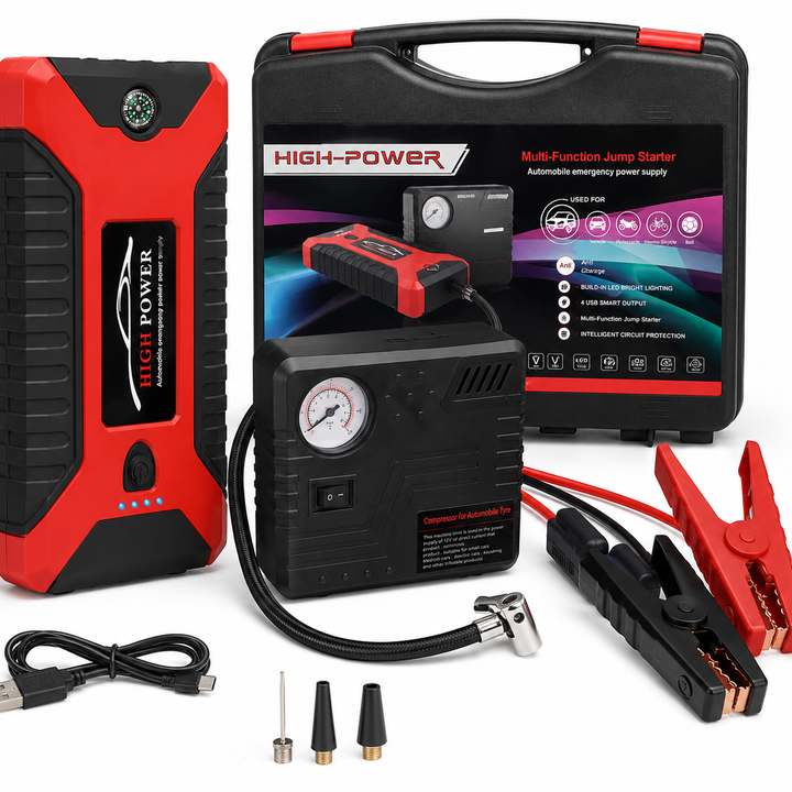 JUMP STARTER E COMPRESSOR DE AR PORTÁTIL